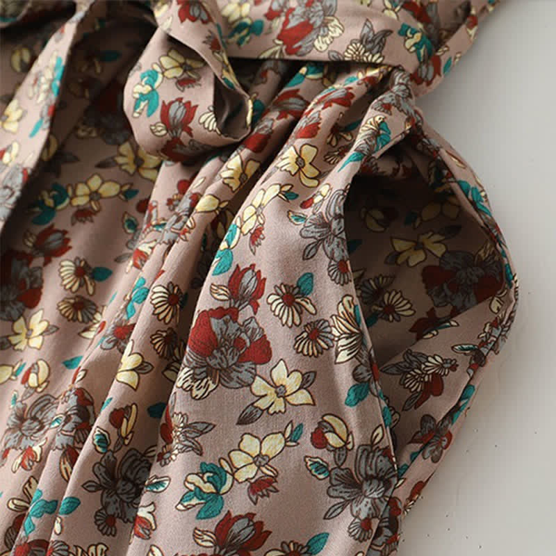 Buddha Stones Spring Summer Vintage Elegant Button-Up Floral Women's Long Sleeve DressWith Pockets - image 6