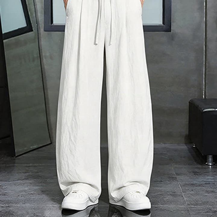 Buddha Stones Spring Summer Casual Drawstring Solid Long Pants Men's Straight Leg Pants With Pocket - image 15