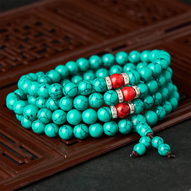 Buddha Stones Turquoise Inspired 108 Beads Multi Wrap Protection Mala - 10mm - image 0