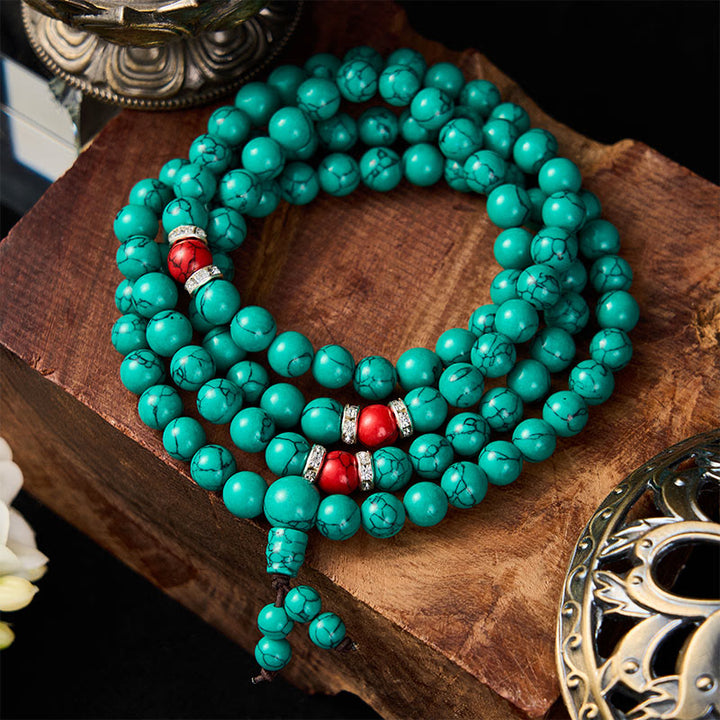 Buddha Stones Turquoise Inspired 108 Beads Multi Wrap Protection Mala - image 1