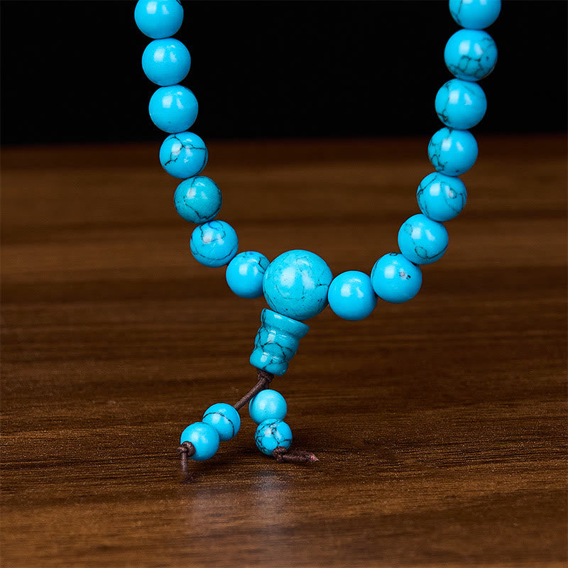 Buddha Stones Turquoise Tibetan Round 108 Bead Protection Mala - image 5