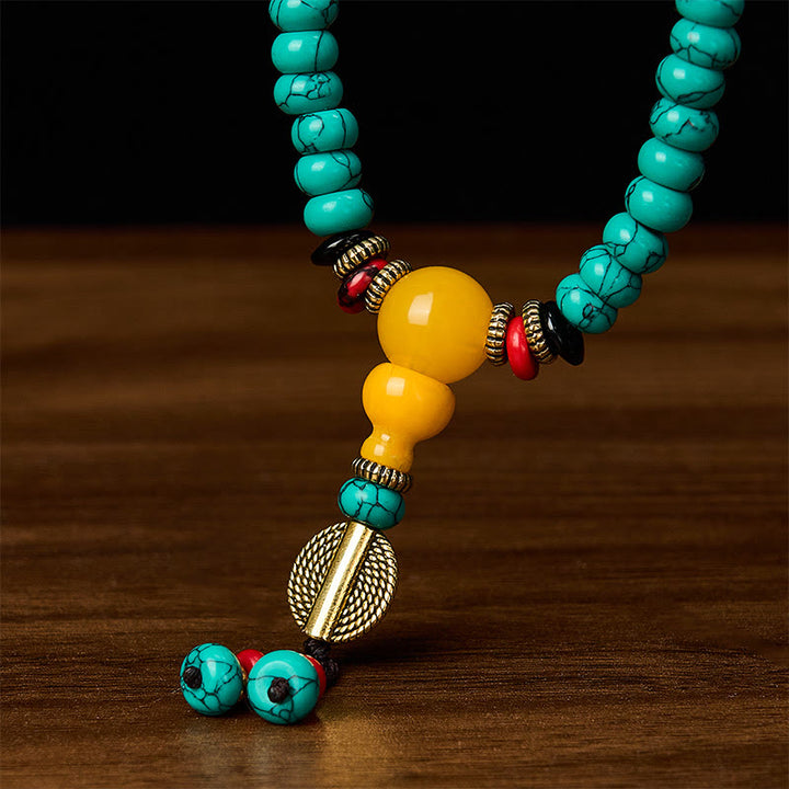 Buddha Stones Turquoise Abacus Beads Dzi Bead Communication and Prosperity Mala - image 5