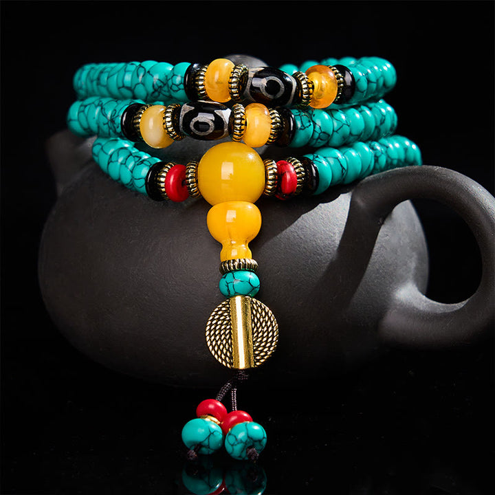 Buddha Stones Turquoise Abacus Beads Dzi Bead Communication and Prosperity Mala - 8mm - image 0