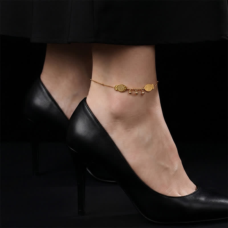 Buddha Stones Titanium Steel Double Koi Fish Calm Anklet - image 2