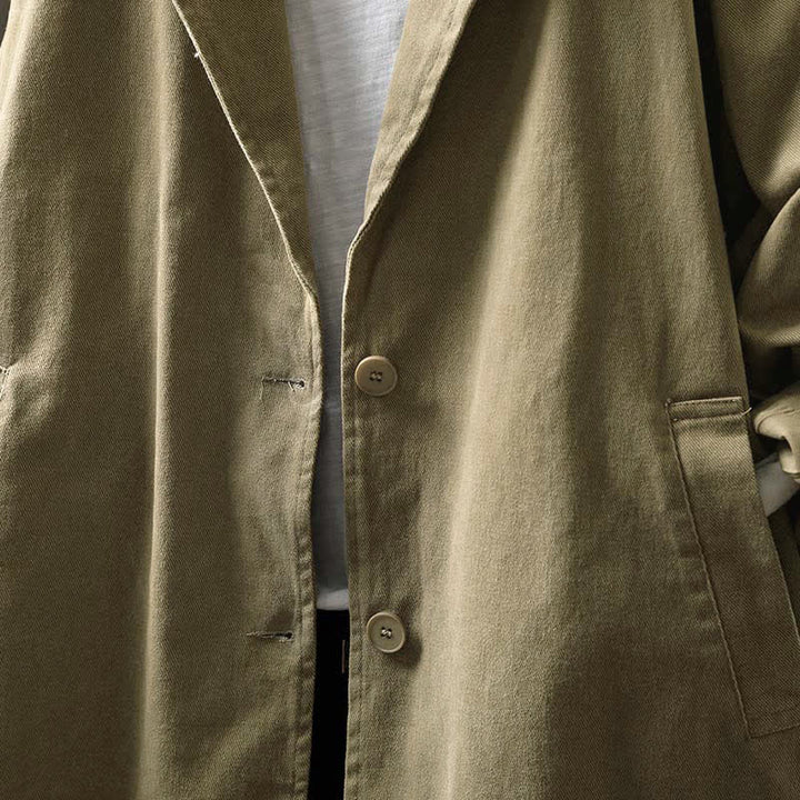 Buddha Stones Spring Fall Buttons Lapel Collar Long Sleeve Mid-length Women's Jacket With Pockets - image 26