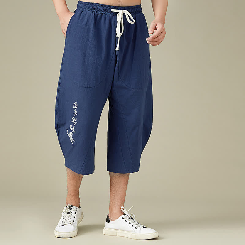 Buddha Stones Casual Solid Color Leisure Cotton Men's Tapered Pants With Pockets - image 12