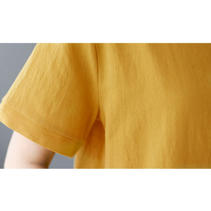 Buddha Stones Side Slit Design Women's Cotton Polyester Crew Neck Short Sleeve T-Shirt Wtih Pocket - image 10