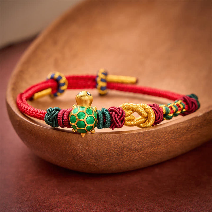 Buddha Stones Hand-Woven Copper Turtle Red String Protection Bracelet - image 2