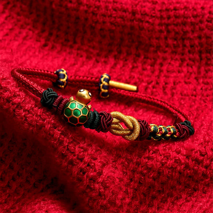 Buddha Stones Hand-Woven Copper Turtle Red String Protection Bracelet - image 3