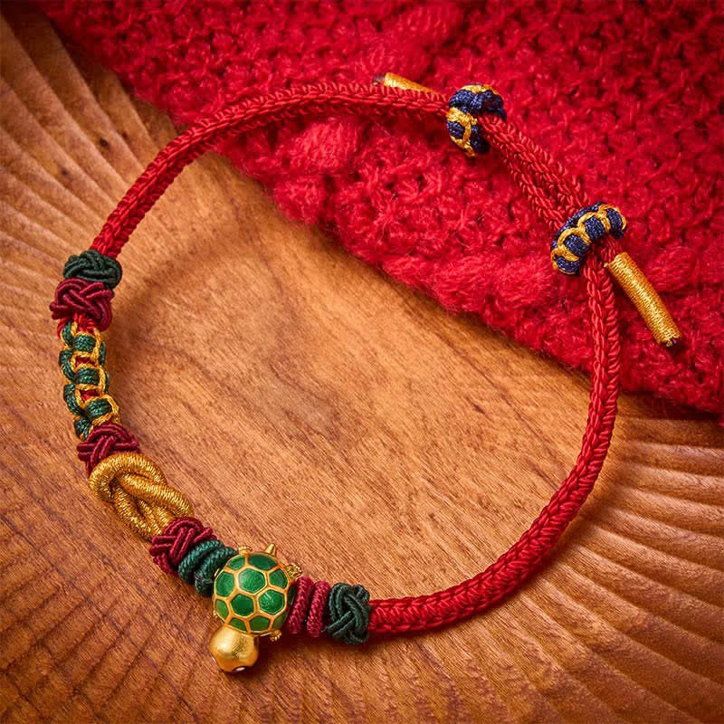 Buddha Stones Hand-Woven Copper Turtle Red String Protection Bracelet - Red String - image 9