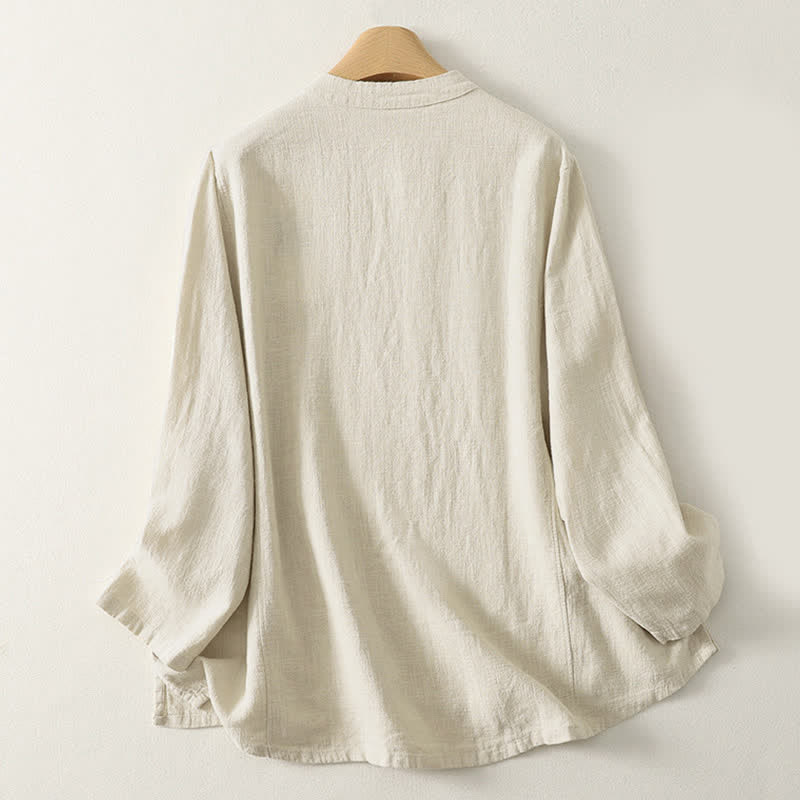 Buddha Stones Casual Plain Frog-buttons Women's Long Sleeve Shirt - image 7