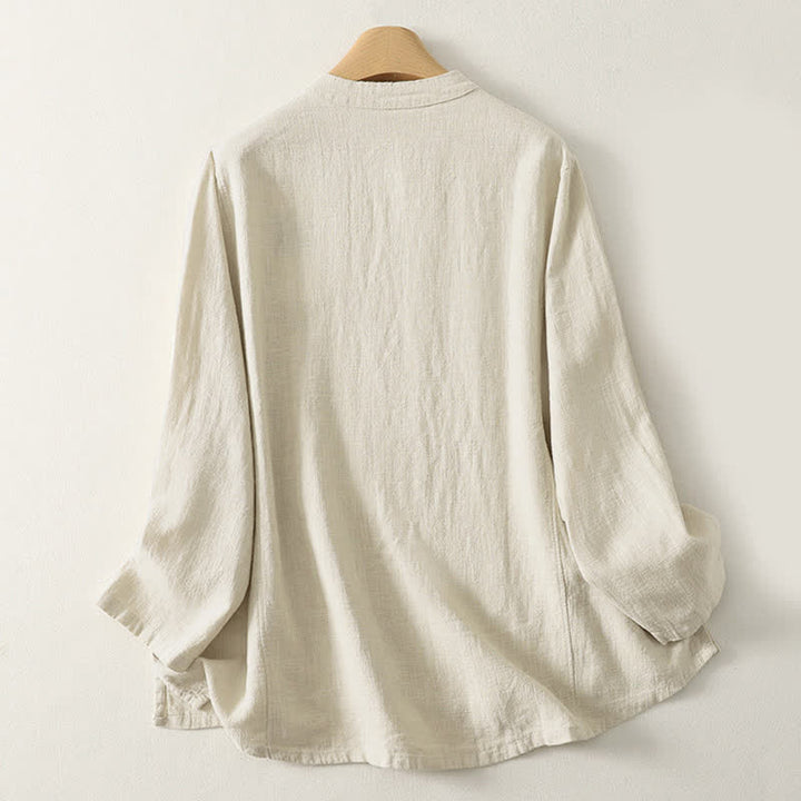 Buddha Stones Casual Plain Frog-buttons Women's Long Sleeve Shirt - image 7