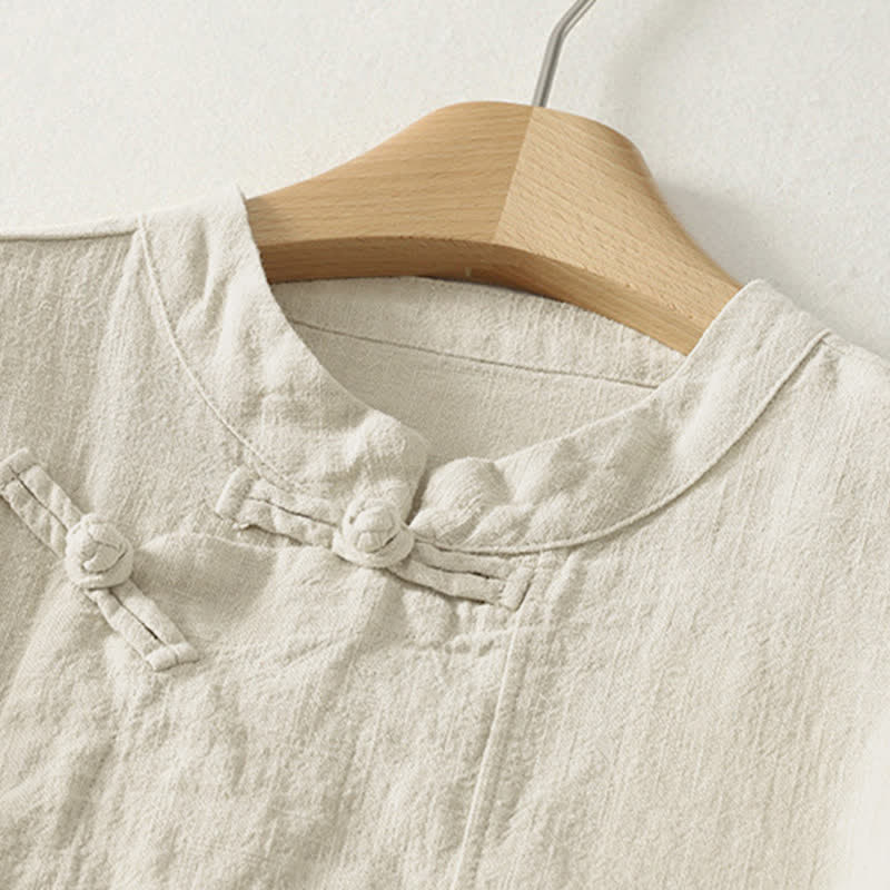 Buddha Stones Casual Plain Frog-buttons Women's Long Sleeve Shirt - image 8