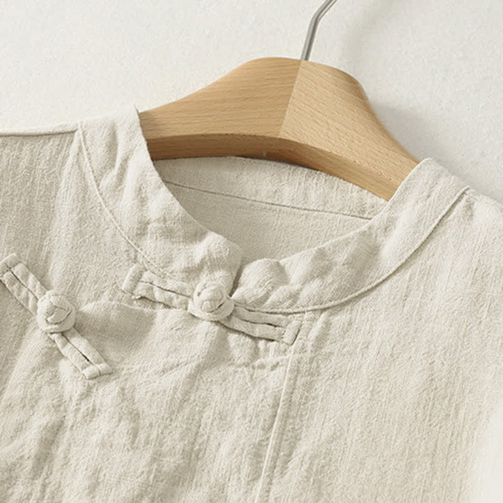 Buddha Stones Casual Plain Frog-buttons Women's Long Sleeve Shirt - image 8