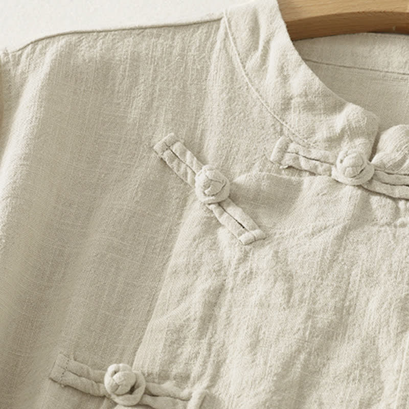 Buddha Stones Casual Plain Frog-buttons Women's Long Sleeve Shirt - image 10