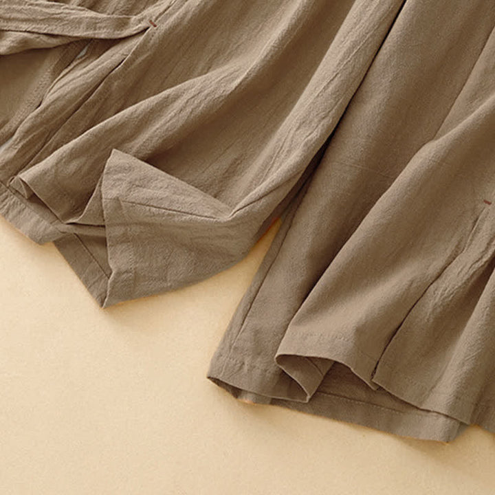 Buddha Stones Casual Simple Design Drawstring Split Women's Wide Leg Pants With Pockets - image 4