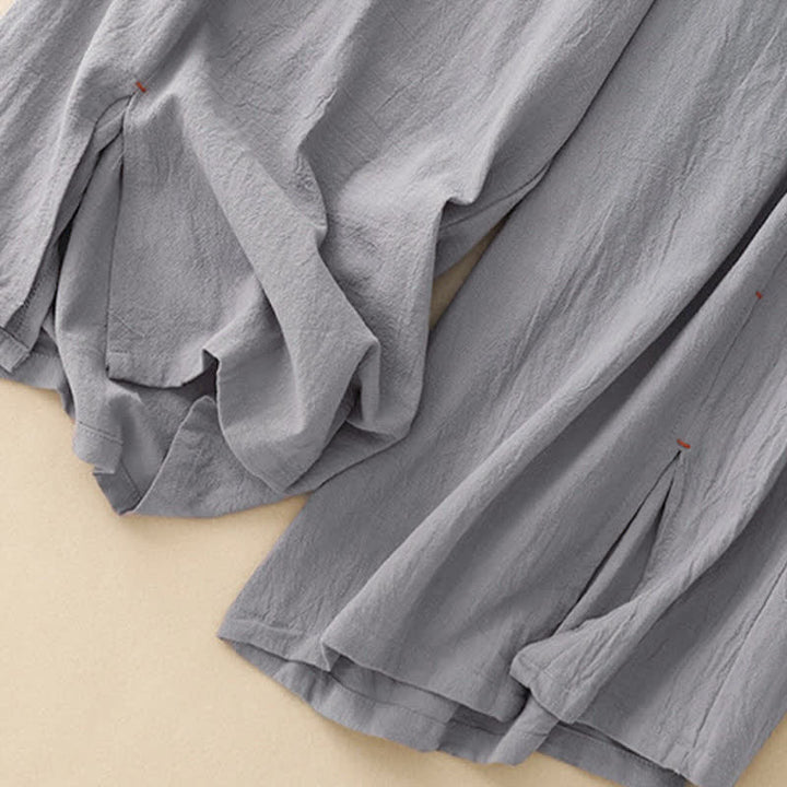 Buddha Stones Casual Simple Design Drawstring Split Women's Wide Leg Pants With Pockets - image 19