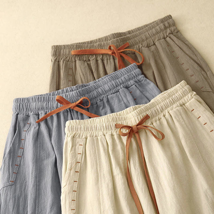 Buddha Stones Casual Simple Design Drawstring Split Women's Wide Leg Pants With Pockets - image 21