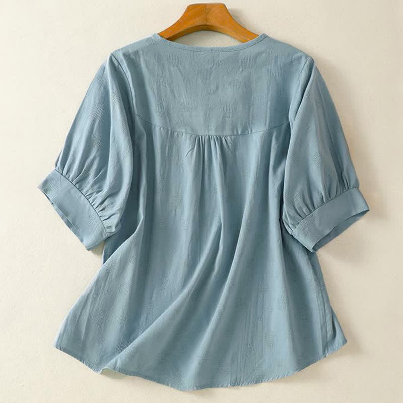 Buddha Stones Plain Crew Neck Design Women's Loose Short Sleeves T-Shirt - image 1