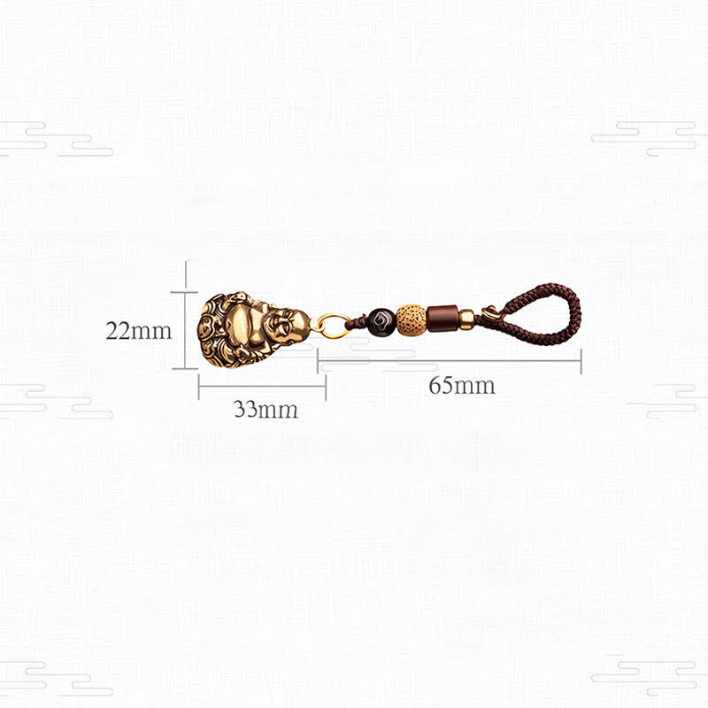 Buddha Stones Brass Laughing Buddha Grounding Luck Braided Keychains - image 4