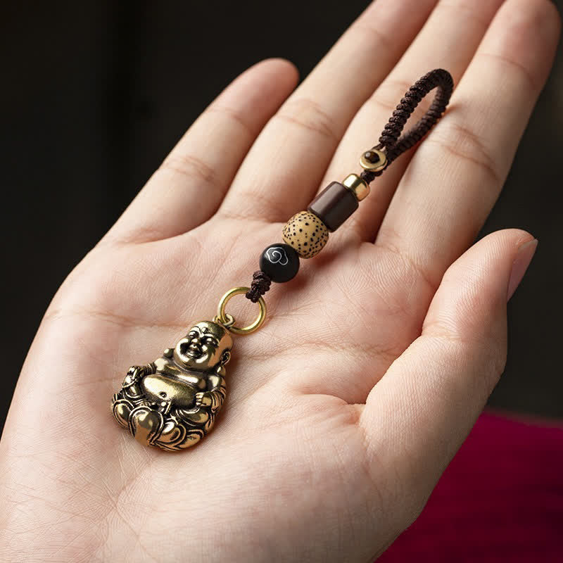 Buddha Stones Brass Laughing Buddha Grounding Luck Braided Keychains - image 2