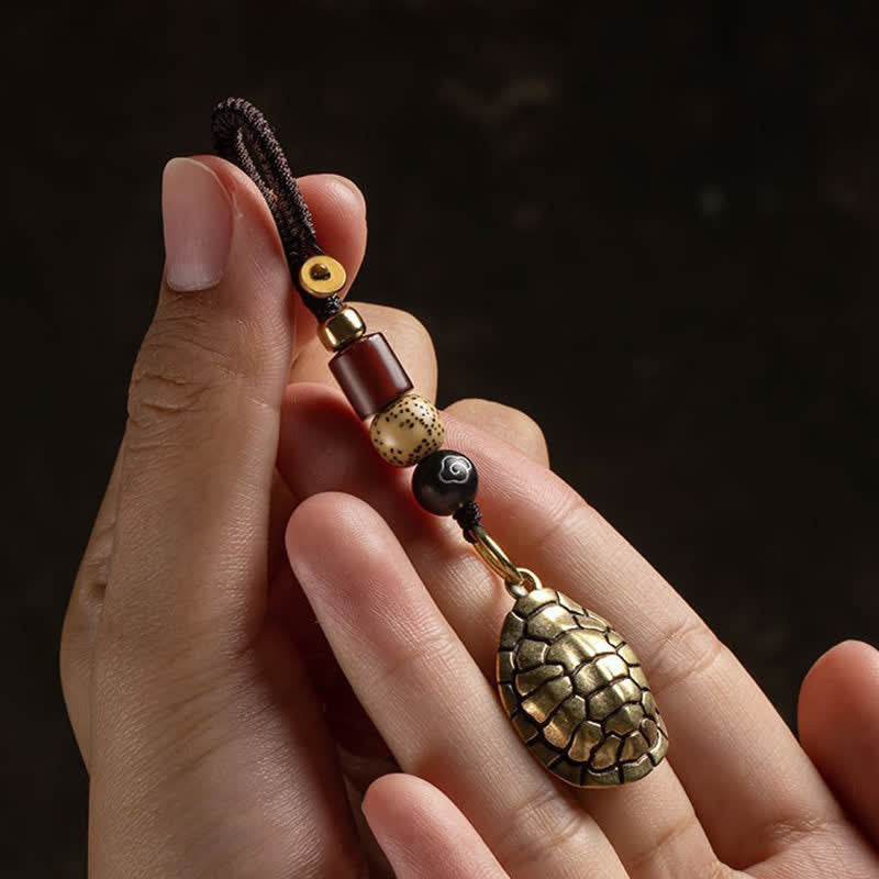 Buddha Stones Brass Turtle Pi Xiu Five Emperor Coins Protection Keychains - image 2