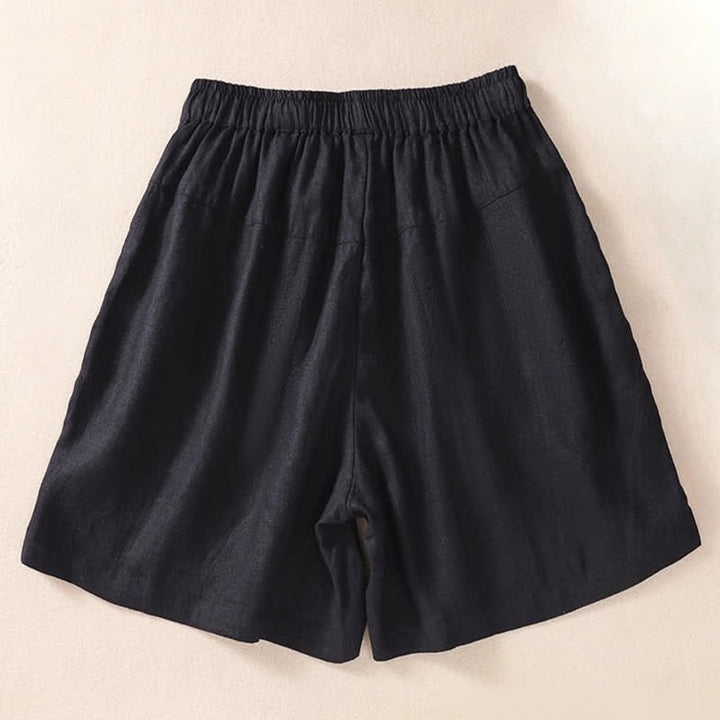 Buddha Stones Casual Floral Embroidery Pattern Drawstring Women's Shorts With Pockets - image 4