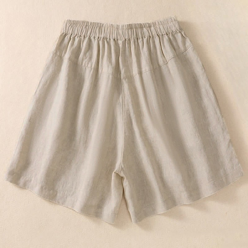 Buddha Stones Casual Floral Embroidery Pattern Drawstring Women's Shorts With Pockets - image 10
