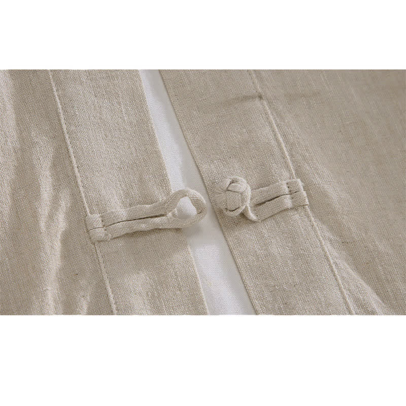 Buddha Stones Vintage Plain Tang Suit Chinese Frog-Button Men's Shirt With Pockets - image 4