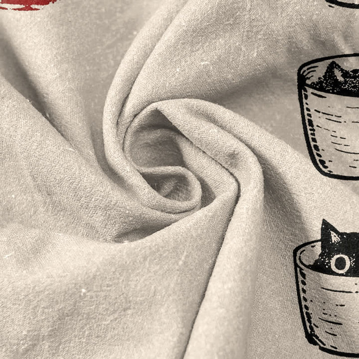 Buddha Stones Cotton Stacked Cups Cat Pattern Men's Short Sleeve Half Button Shirt - image 4