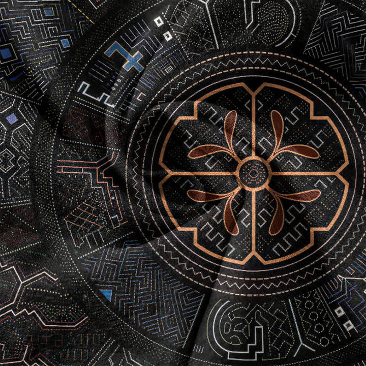 Buddha Stones Cotton Tribal Mandala Pattern Men's Short Sleeve Half Button Shirt - image 4