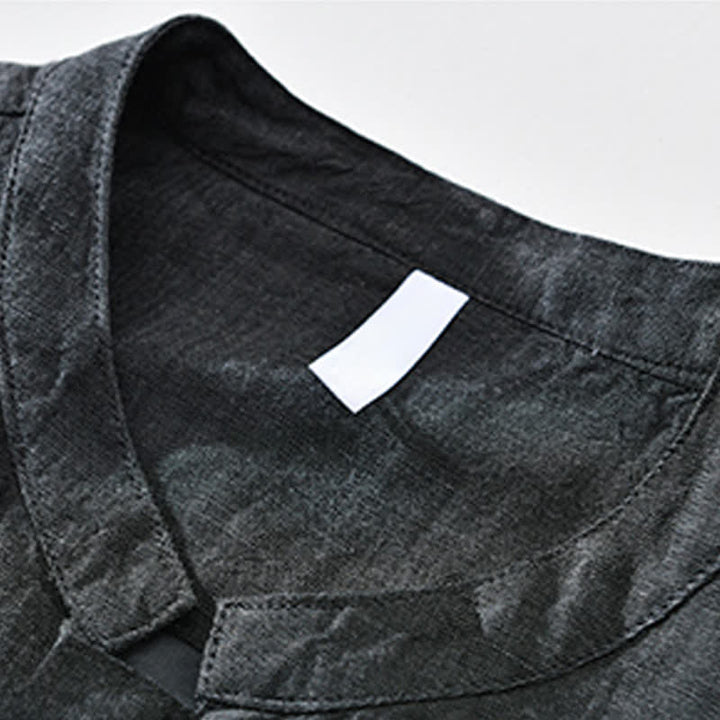 Buddha Stones Spring Summer Casual Minimalist Mandarin Collar Zipper Design Solid Men's Jacket With Pockets - image 13