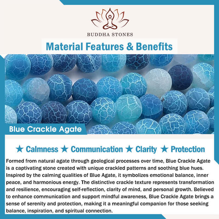 Buddha Stones Blue Crackle Agate Turtle Calm Beaded Bracelet - image 5