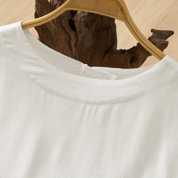 Buddha Stones Summer Casual Minimalist Crew Neck Solid Cropped Women's Short  Sleeve T-Shirts - image 23