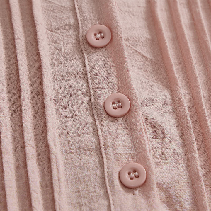Buddha Stones Summer Casual Minimalist Button-Up Solid Cotton Women's Short Sleeve Shirts - image 12