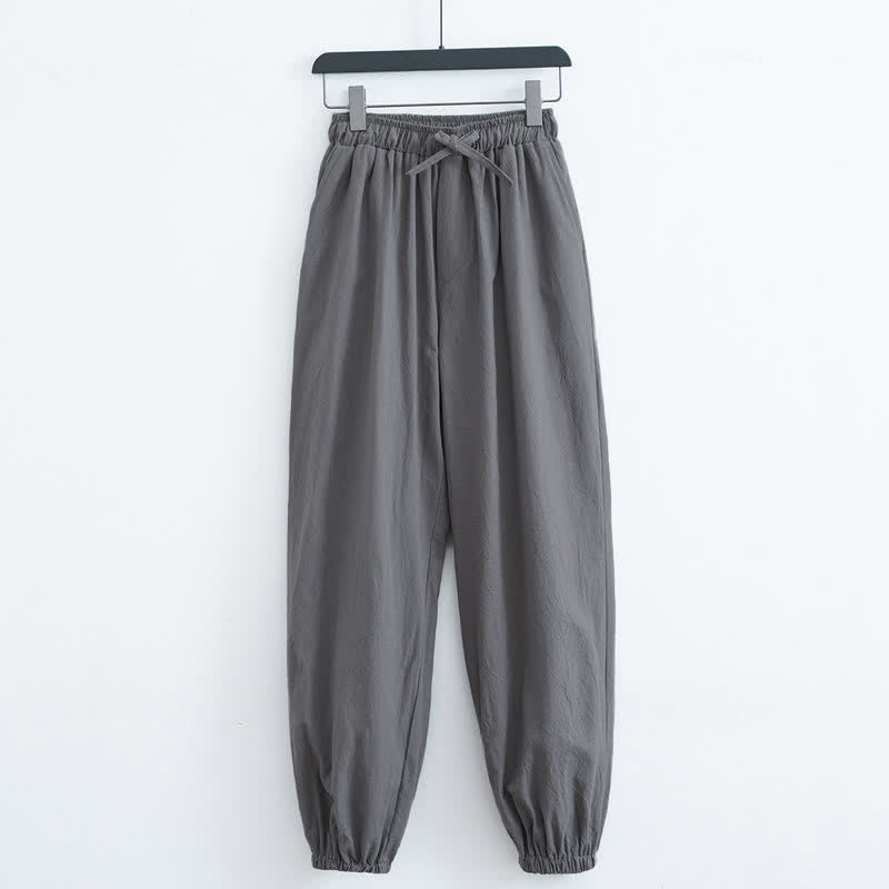 Buddha Stones Solid Color Cotton Casual Men's Harem Pants With Pockets - DimGray - US/UK/AU44，EU54 (4XL) - image 5
