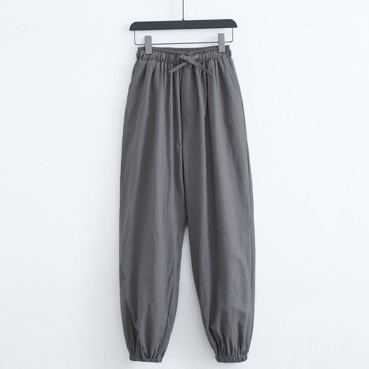 Buddha Stones Solid Color Cotton Casual Men's Harem Pants With Pockets - DimGray - US/UK/AU44，EU54 (4XL) - image 5