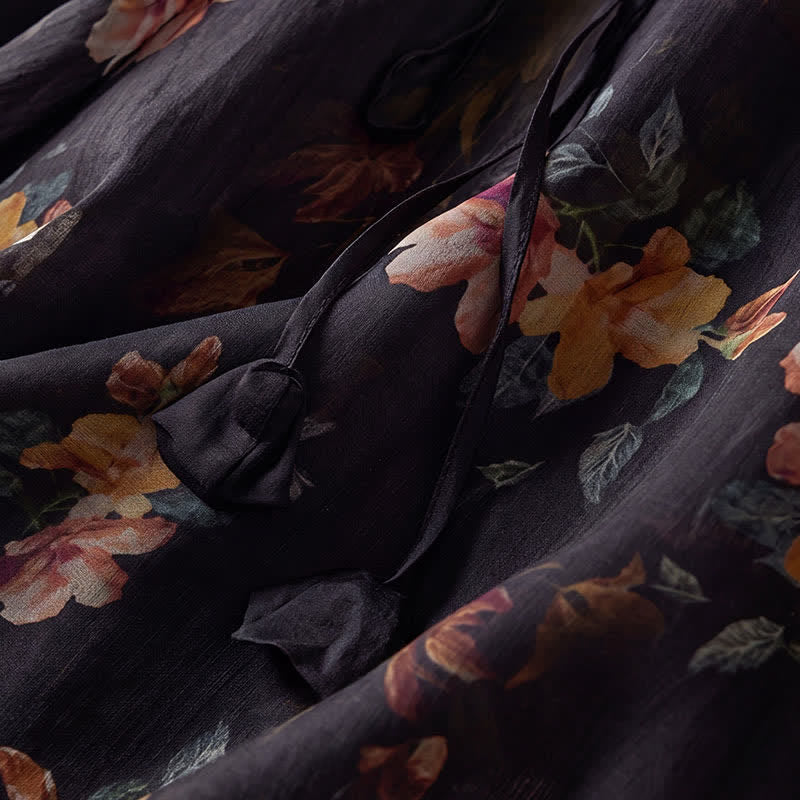Buddha Stones Spring Summer Boho Drawstring Floral Women's Long Sleeve Shirts - image 9
