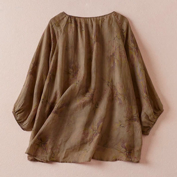 Buddha Stones Spring Summer Boho Drawstring Floral Women's Long Sleeve Shirts - image 14