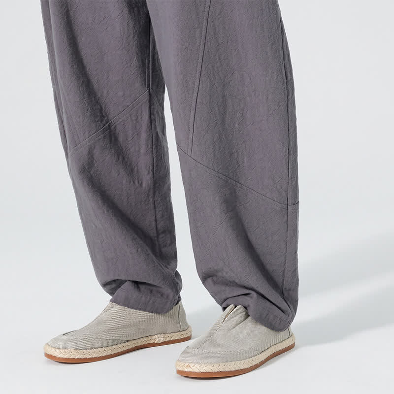 Buddha Stones Spring Summer Casual Minimalist Drawstring Solid Linen Long Pants Men's Straight Leg Pants With Pockets - image 8