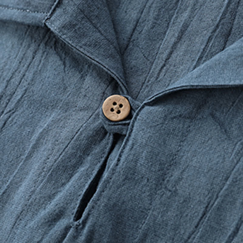 Buddha Stones Summer Casual Washed Solid Men's Short Sleeve Shirts With Pocket - image 2