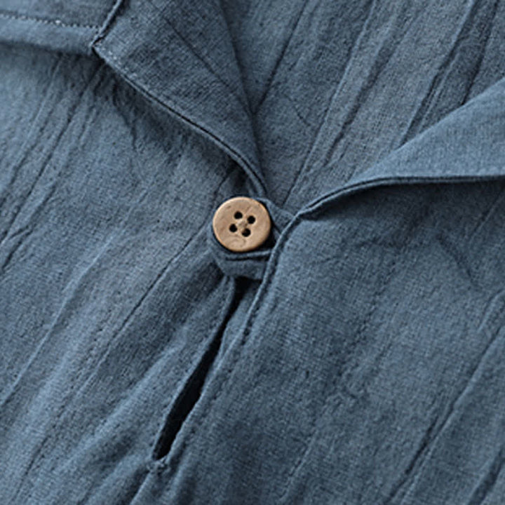 Buddha Stones Summer Casual Washed Solid Men's Short Sleeve Shirts With Pocket - image 2