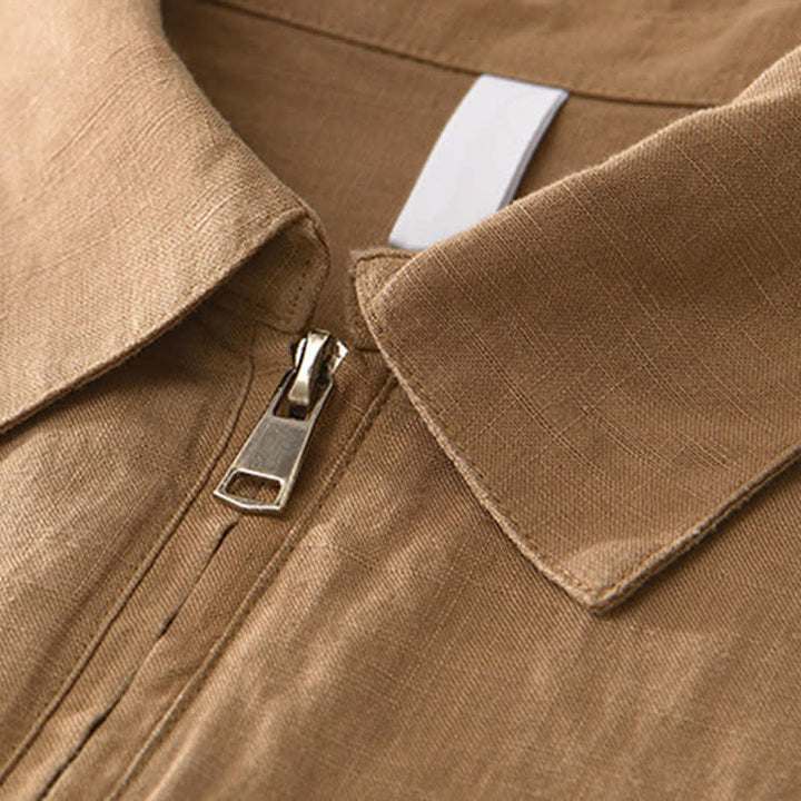 Buddha Stones Summer Casual Minimalist Quarter Zip Solid Men's Short Sleeve Shirts - image 10