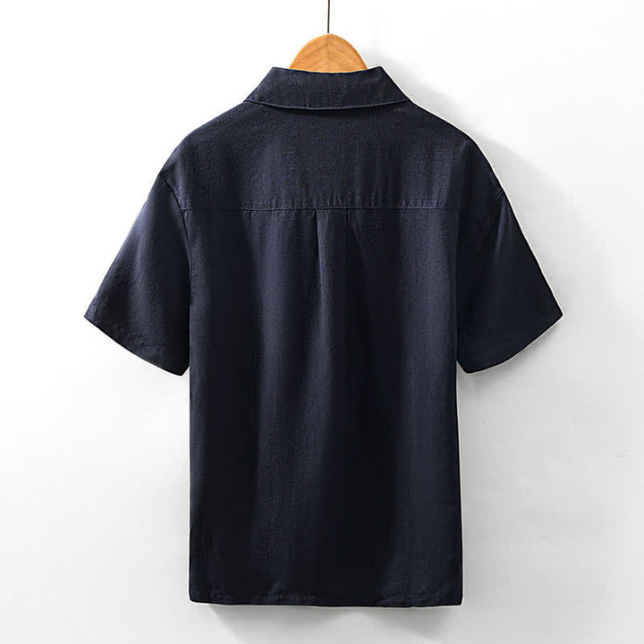 Buddha Stones Summer Casual Minimalist Quarter Zip Solid Men's Short Sleeve Shirts - image 16