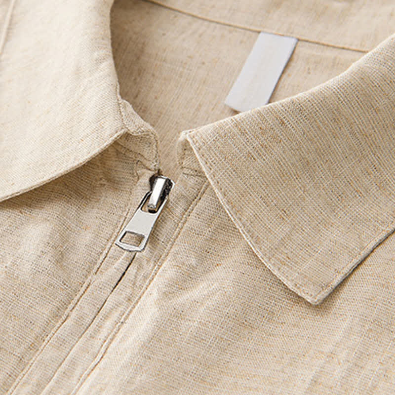 Buddha Stones Summer Casual Minimalist Quarter Zip Solid Men's Short Sleeve Shirts - image 1