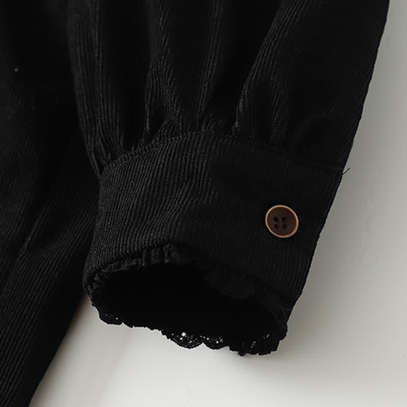 Buddha Stones Spring Fall Tang Style Vintage Button-Up Pleated Trim Solid Women's Long Sleeve Dress With Pocket - image 19