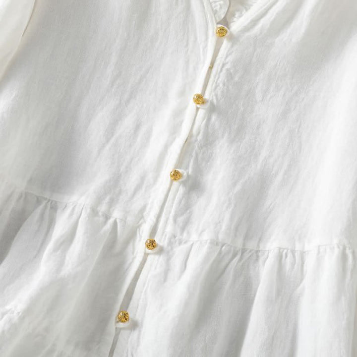Buddha Stones Spring Summer Boho Button-Up Solid Women's Long Sleeve Shirts - image 13