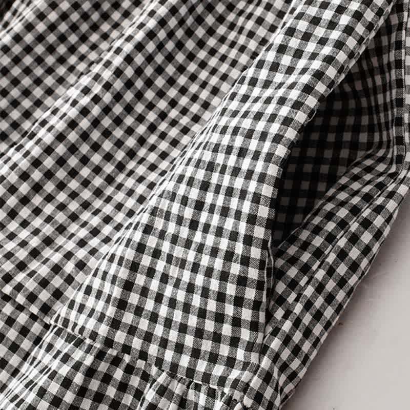 Buddha Stones Spring Fall Casual Vintage Tiered Plaid Women's Long Sleeve Dress With Pocket - image 6