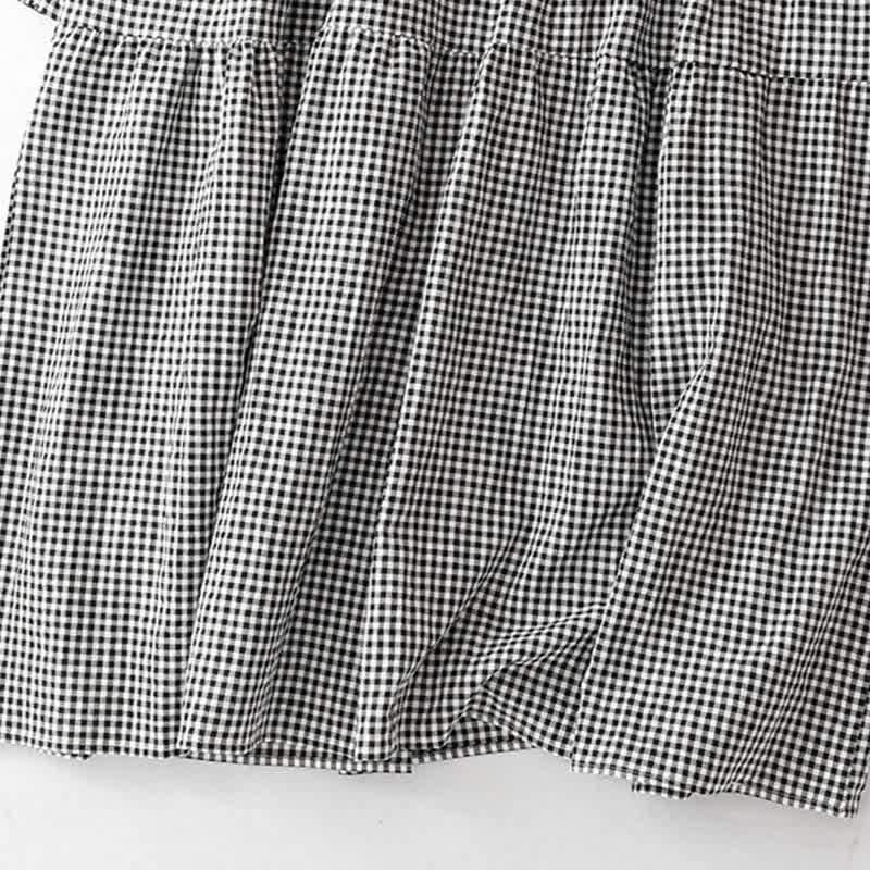 Buddha Stones Spring Fall Casual Vintage Tiered Plaid Women's Long Sleeve Dress With Pocket - image 8