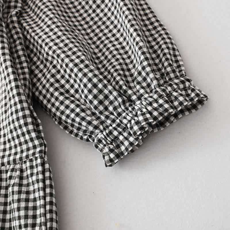 Buddha Stones Spring Fall Casual Vintage Tiered Plaid Women's Long Sleeve Dress With Pocket - image 7